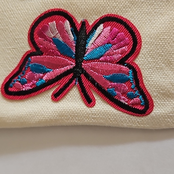 Hand Crafted embroidered bag red skull multicolored butterflies red rose rustic - Picture 5 of 17